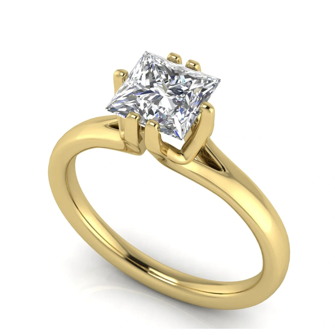Suspended Princess Cut Lab Diamond Engagement Ring