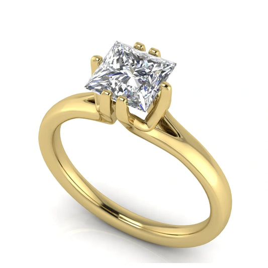 Suspended Princess Cut Lab Diamond Engagement Ring