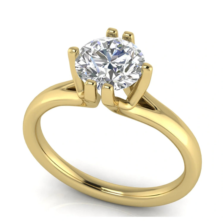Suspended Round Cut Lab Diamond Engagement Ring