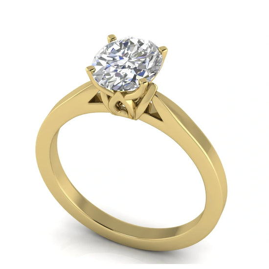 Tulip Basket Oval Cut Lab Diamond Engagement Ring