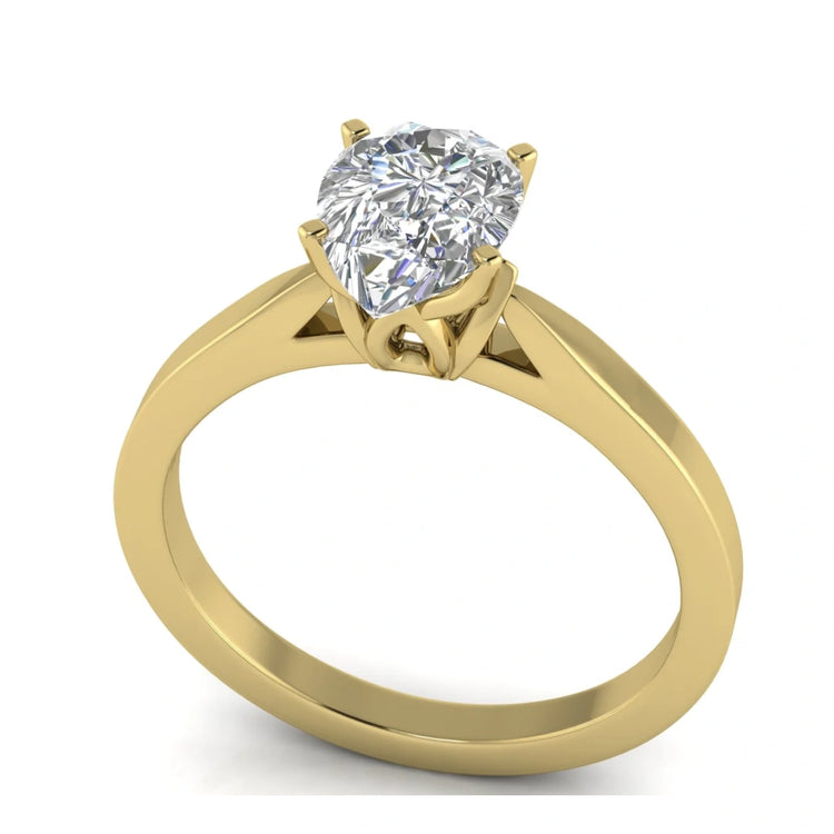 Tulip Basket Pear Shaped Lab Diamond Engagement Ring