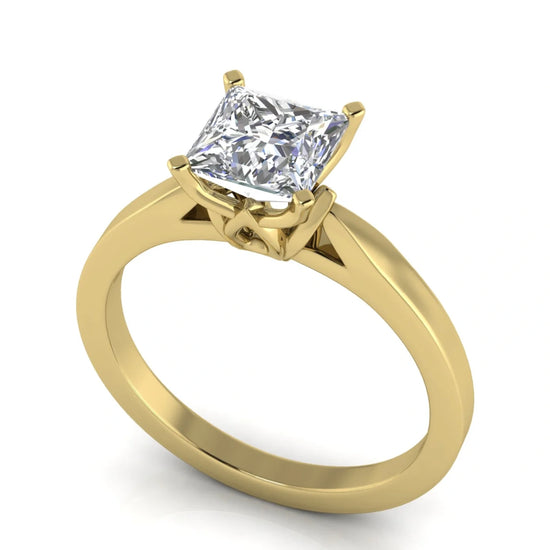 Tulip Basket Princess Cut Lab Diamond Engagement Ring
