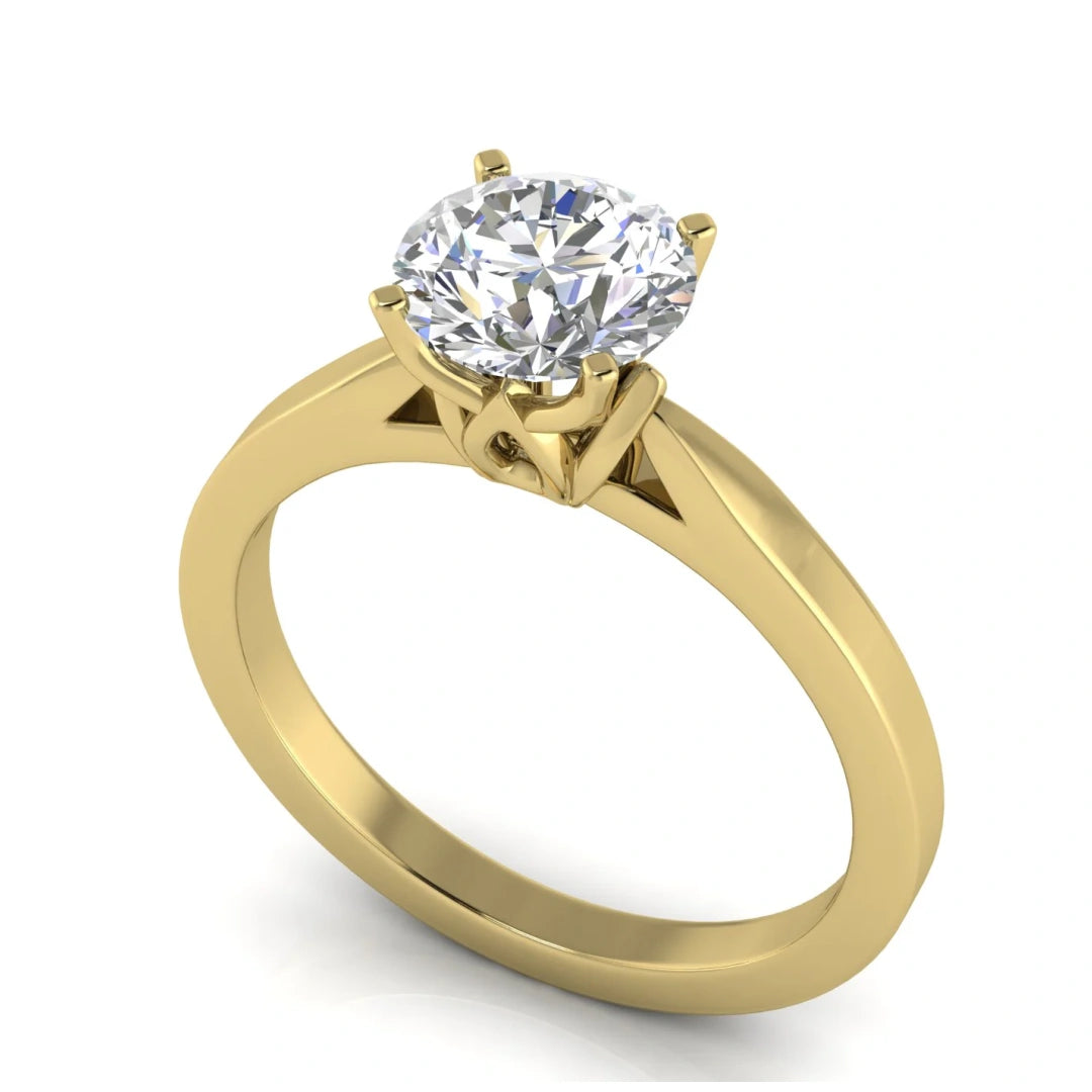 Tulip Basket Round Cut Lab Diamond Engagement Ring
