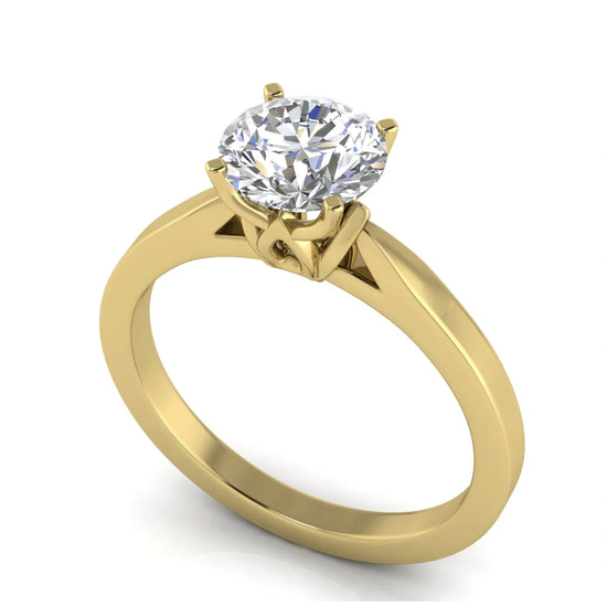 Tulip Basket Round Cut Lab Diamond Engagement Ring