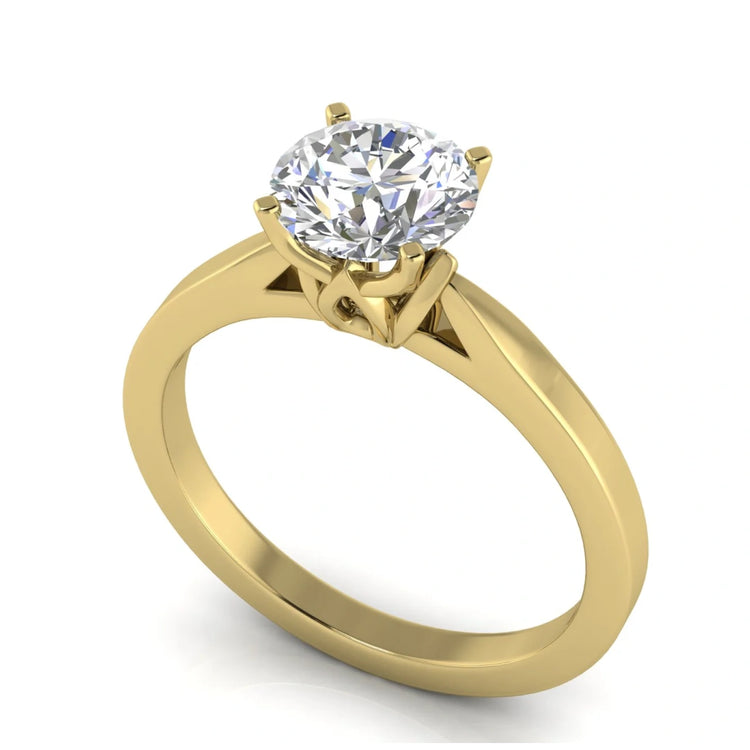 Tulip Basket Round Cut Lab Diamond Engagement Ring
