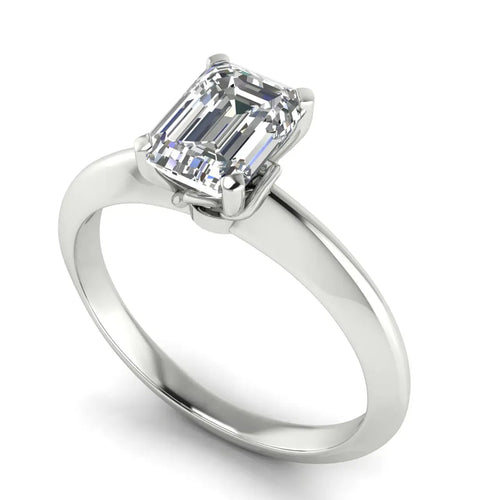 Tulip Prong Emerald Cut Lab Diamond Engagement Ring