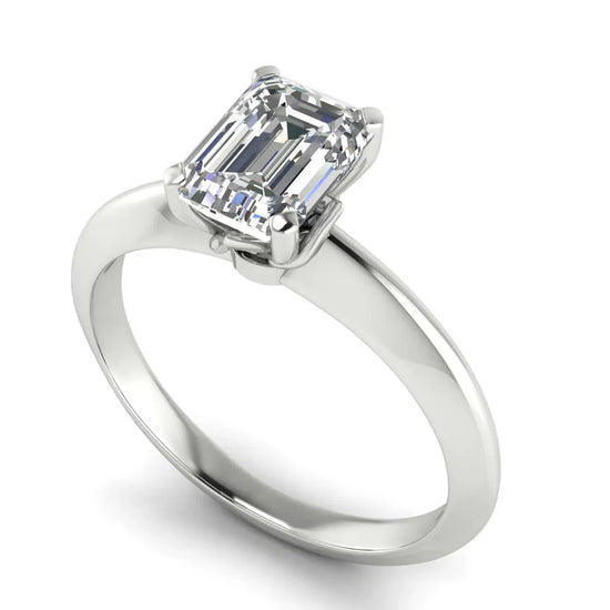 Tulip Prong Emerald Cut Lab Diamond Engagement Ring