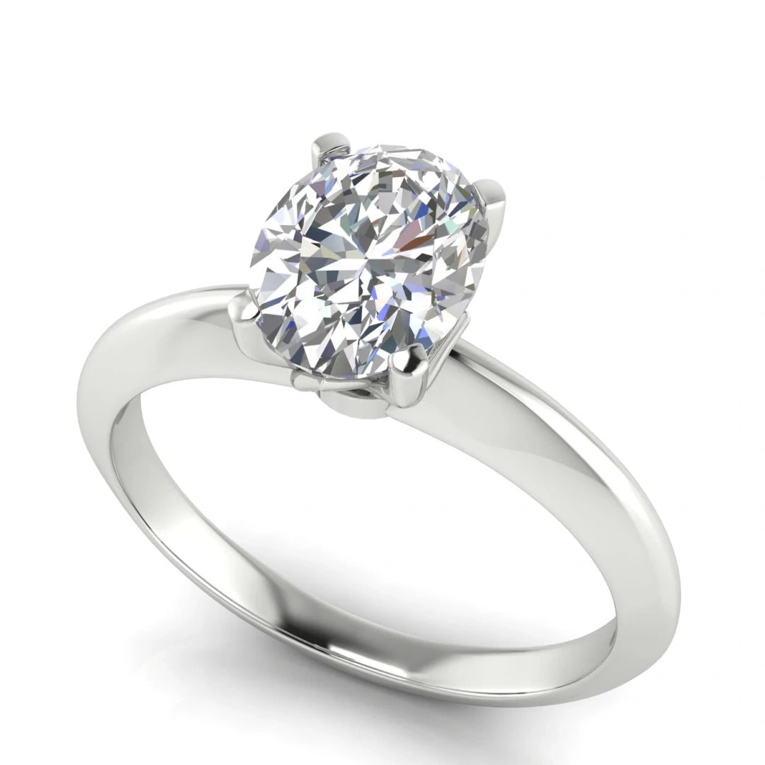Tulip Prong Oval Cut Lab Diamond Engagement Ring
