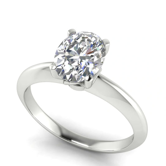 Tulip Prong Oval Cut Lab Diamond Engagement Ring