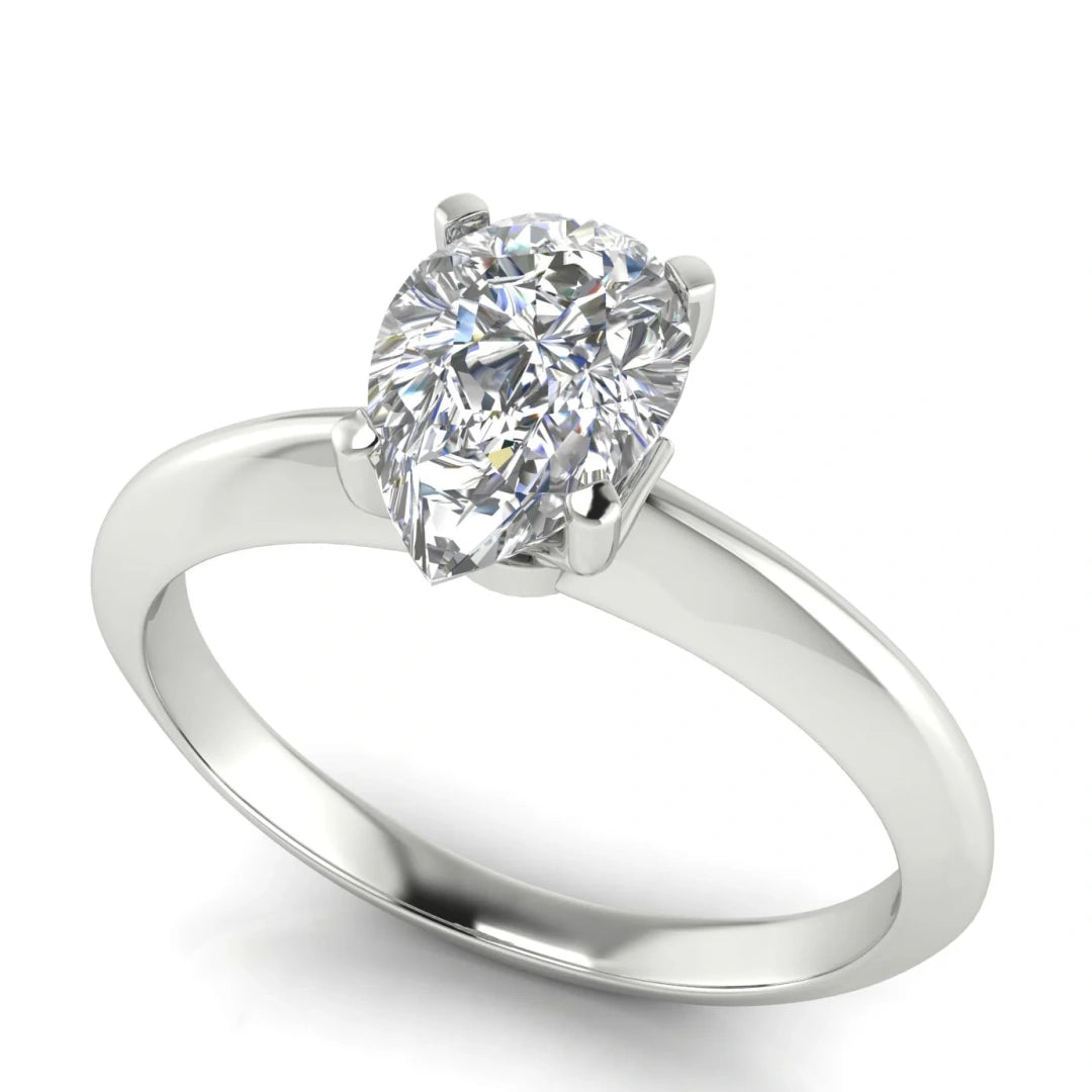 Tulip Prong Pear Shaped Lab Diamond Engagement Ring