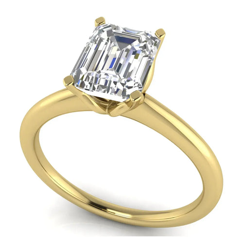 Tulip Set Emerald Cut Lab Diamond Engagement Ring