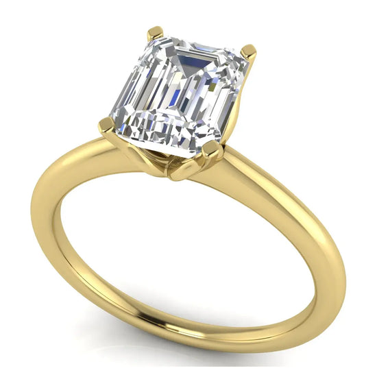 Tulip Set Emerald Cut Lab Diamond Engagement Ring