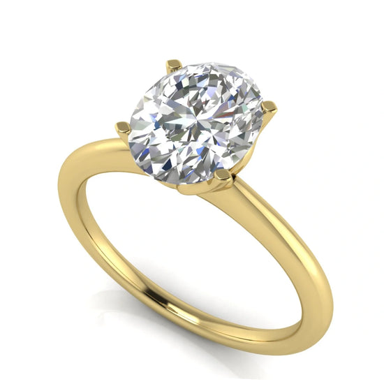 Tulip Set Oval Lab Diamond Engagement Ring