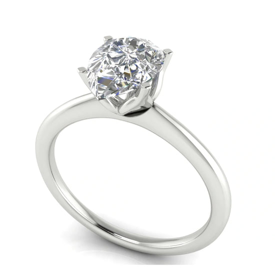 Tulip Set Pear Shaped Lab Diamond Engagement Ring