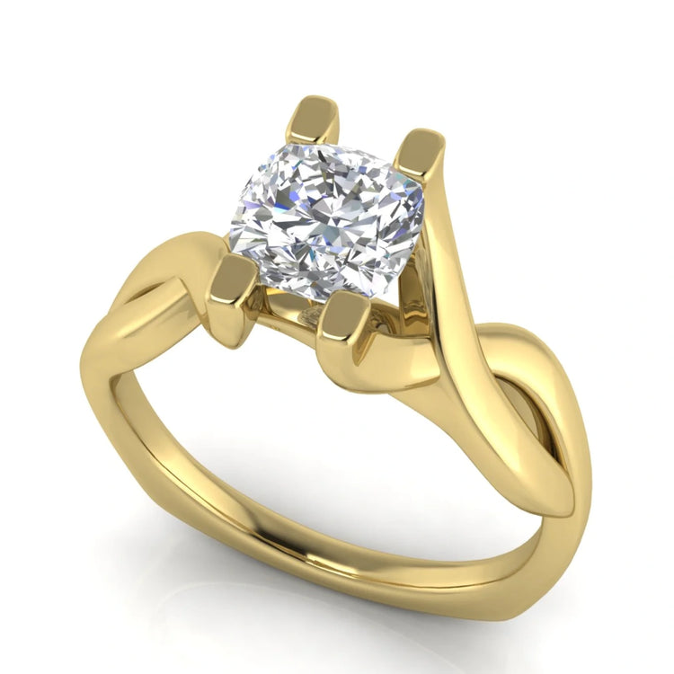 Twisted Shank Cushion Cut Lab Diamond Engagement Ring