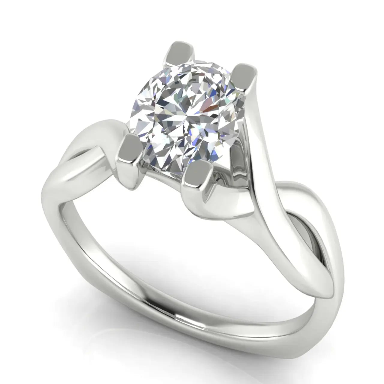 Twisted Shank Oval Cut Lab Diamond Engagement Ring