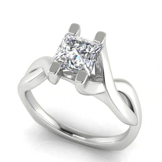 Twisted Shank Princess Cut Lab Diamond Engagement Ring