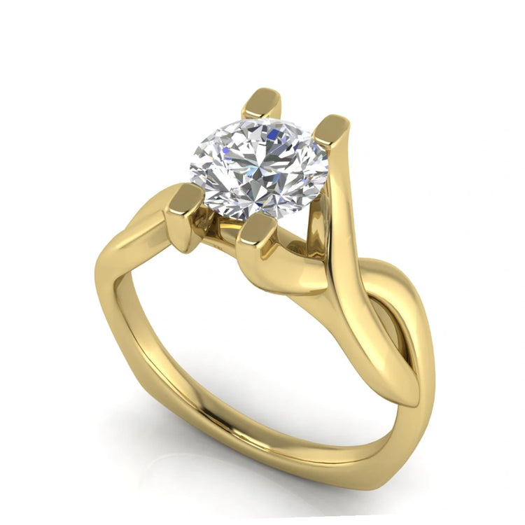 Twisted Shank Round Cut Lab Diamond Engagement Ring