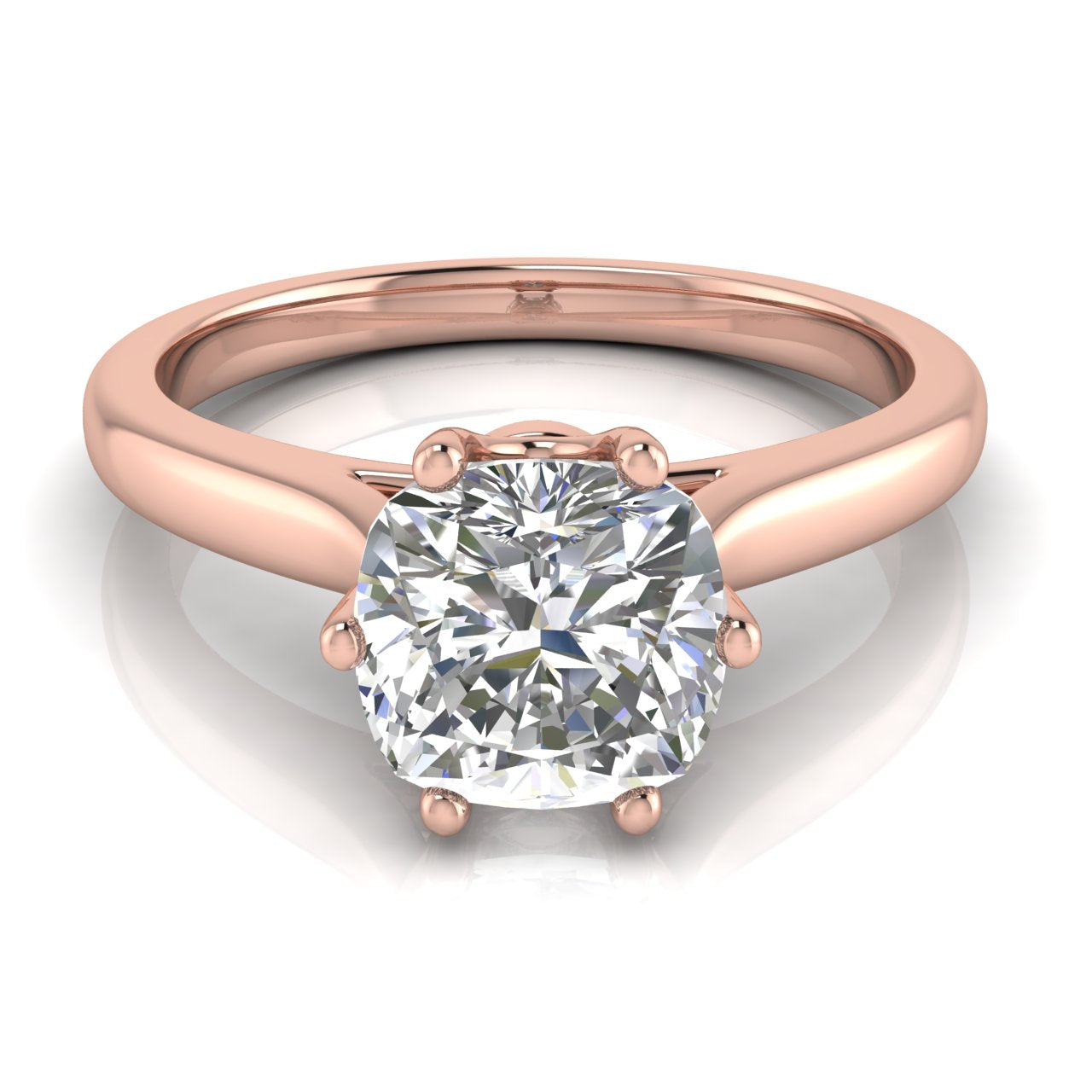 Crown Cushion Cut Lab Diamond Engagement Ring