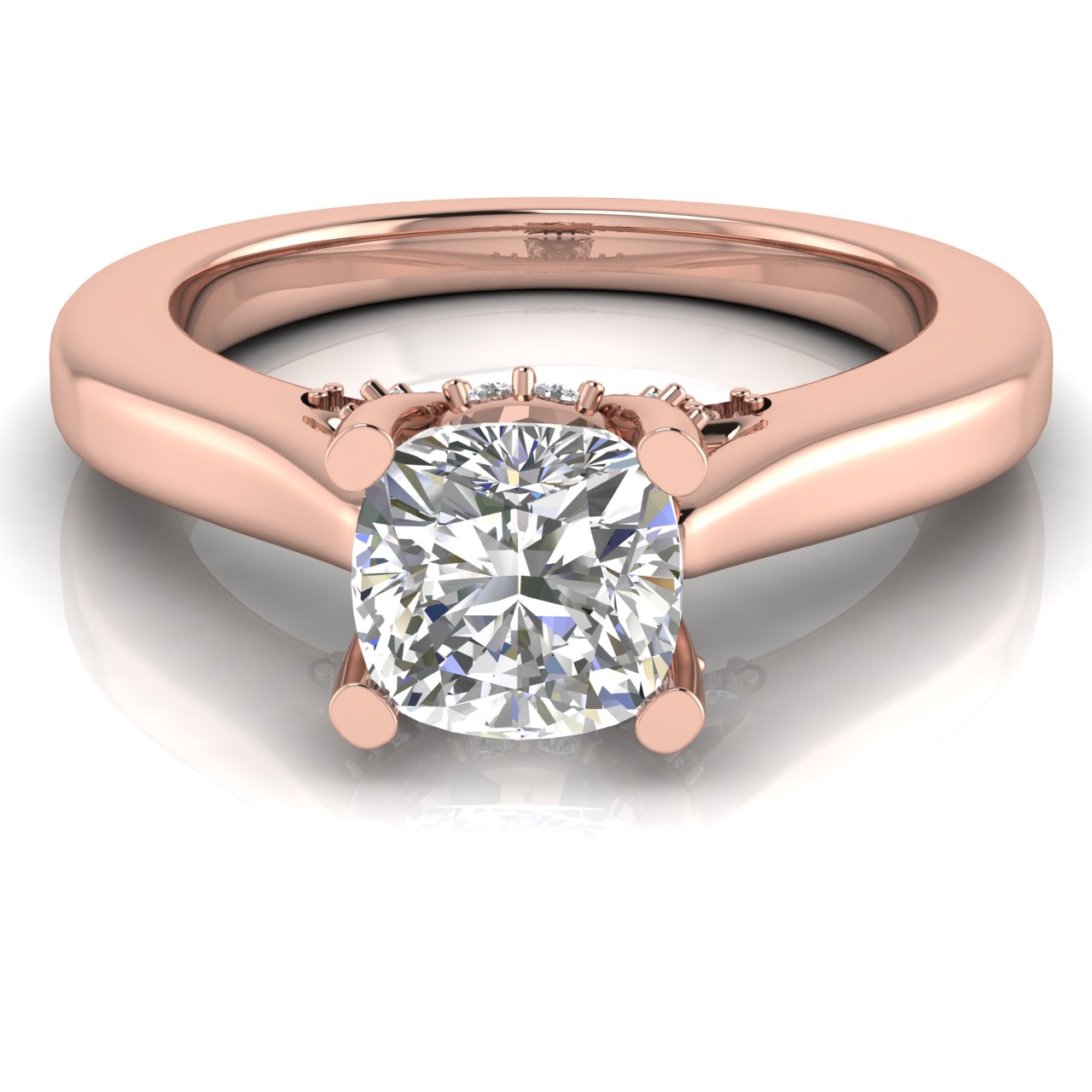 Bridge Paved Cushion Cut Lab Diamond Engagement Ring