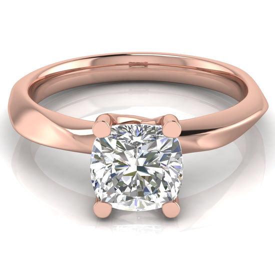 Knife Edge Crossover Cushion Cut Moissanite Engagement Ring