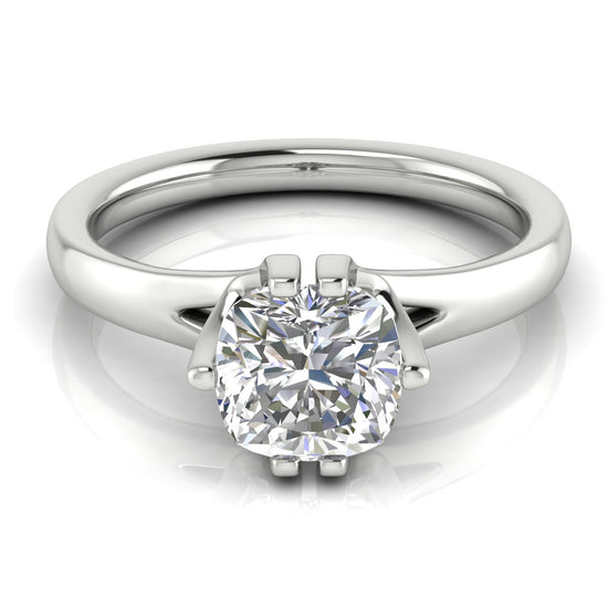 Suspended Cushion Cut Moissanite Engagement Ring