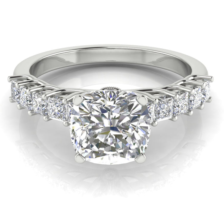 Princess Paved Cushion Cut  Engagement Ring | Moissanite | Lab Grown Diamond