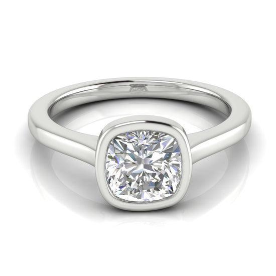 Floating Bezel Cushion Cut Moissanite Engagement Ring