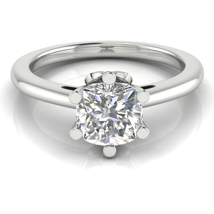 Lotus Pave Cushion Cut  Engagement Ring | Moissanite | Lab Grown Diamond