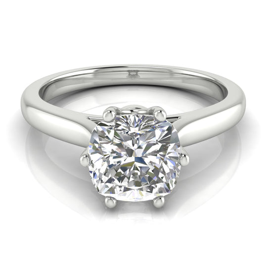 Crown Cushion Cut Moissanite Engagement Ring