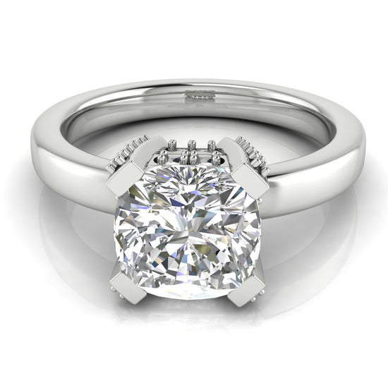 Architectural Pave Cushion Cut Moissanite Engagement Ring