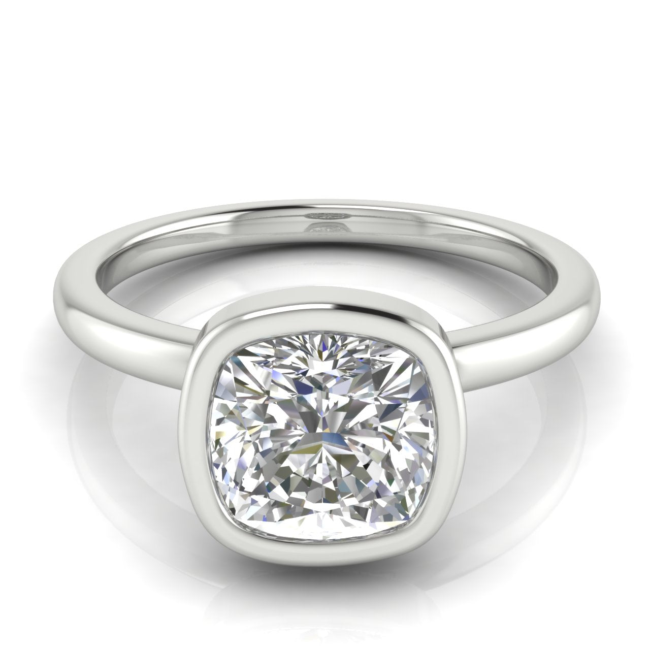 Bezel Cushion Cut Lab Diamond Engagement Ring