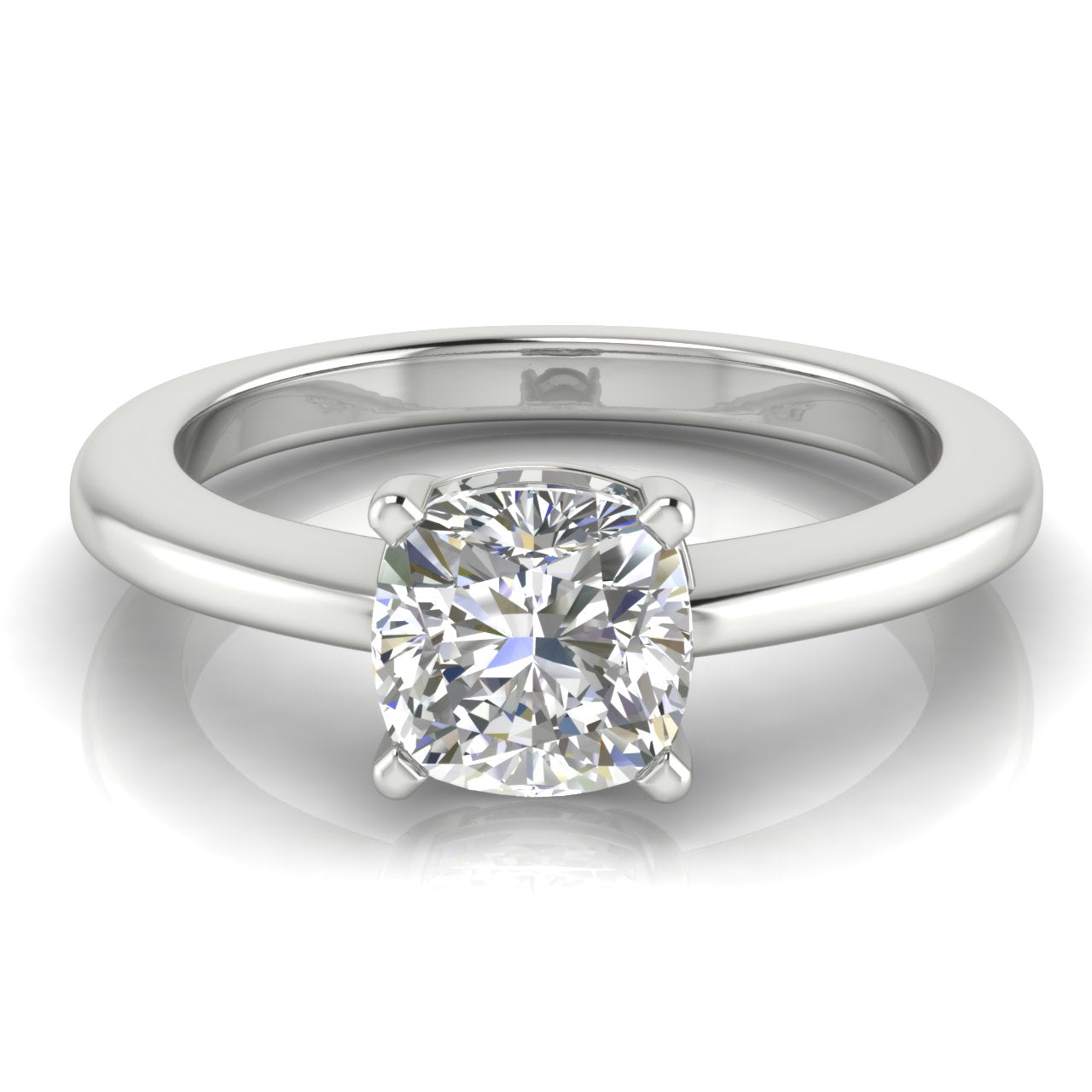 4 Prong Basket Cushion Cut Lab Diamond Engagement Ring