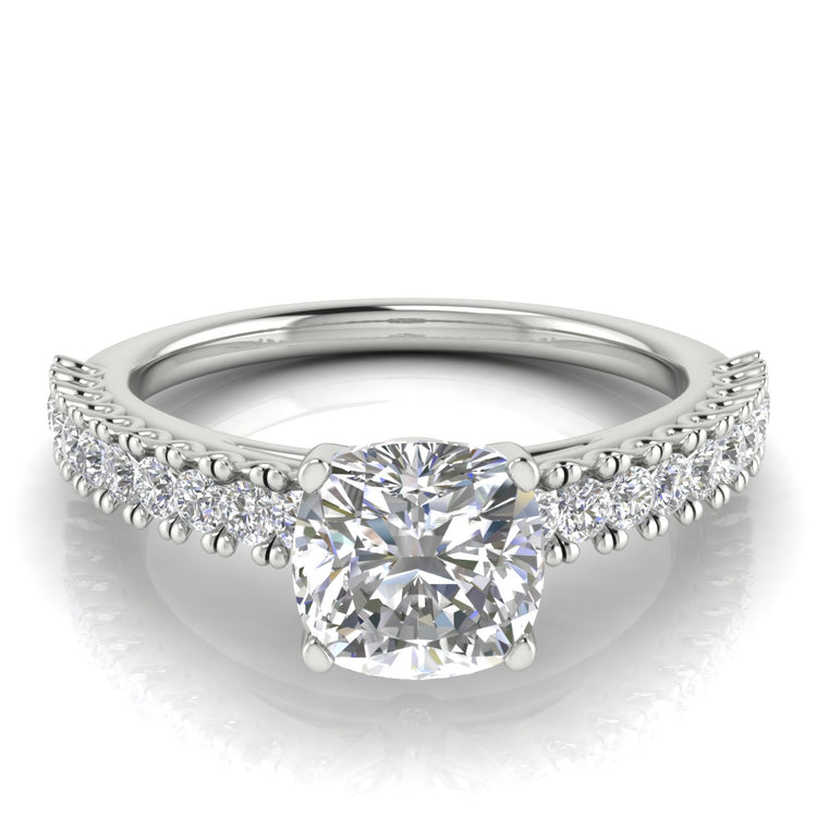 Floating Pave Cushion Cut  Engagement Ring | Moissanite | Lab Grown Diamond