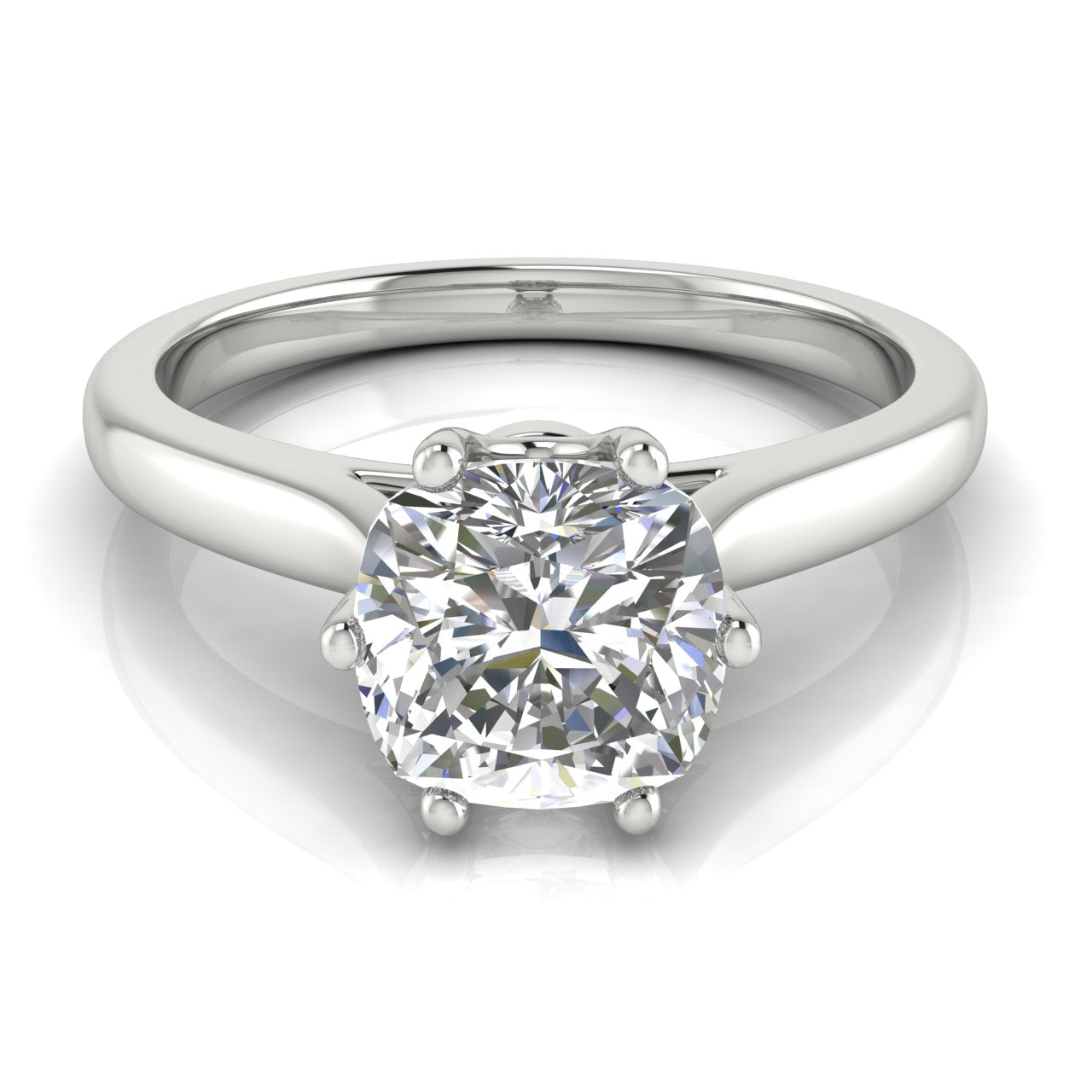 Crown Cushion Cut Lab Diamond Engagement Ring