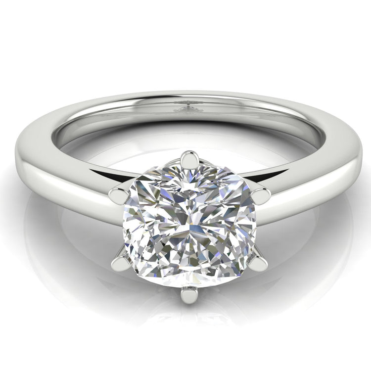 6 Prong Cathedral Cushion Cut Lab Diamond Engagement Ring