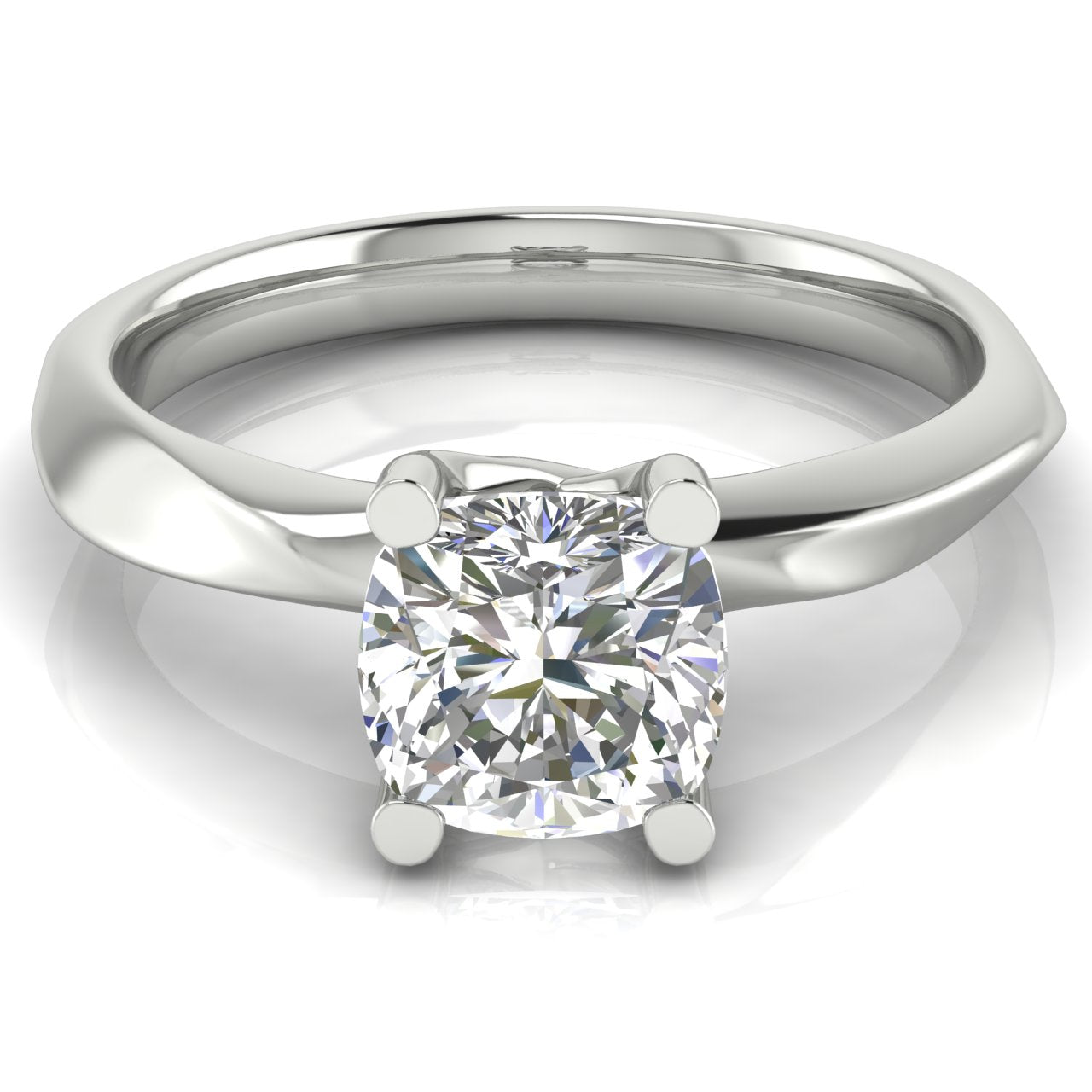 Knife Edge Crossover Cushion Cut Moissanite Engagement Ring