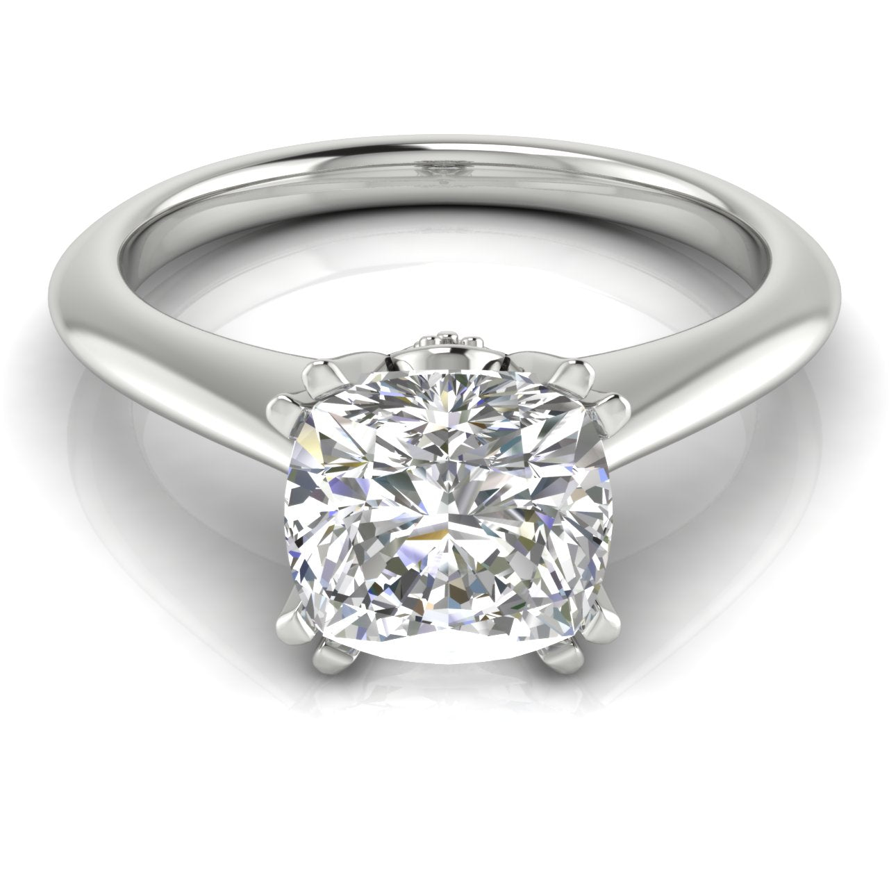 Double Prong Tulip Cushion Cut Lab Diamond Engagement Ring