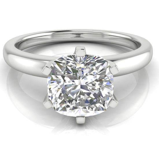 Elegant 6 Prong Cushion Cut Moissanite Engagement Ring