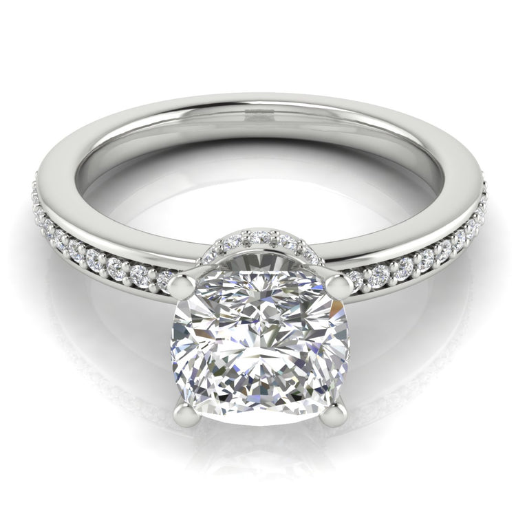 Hidden Halo Cushion Cut  Engagement Ring | Moissanite | Lab Grown Diamond