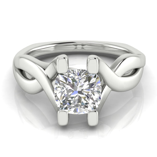 Twisted Shank Cushion Cut Lab Diamond Engagement Ring