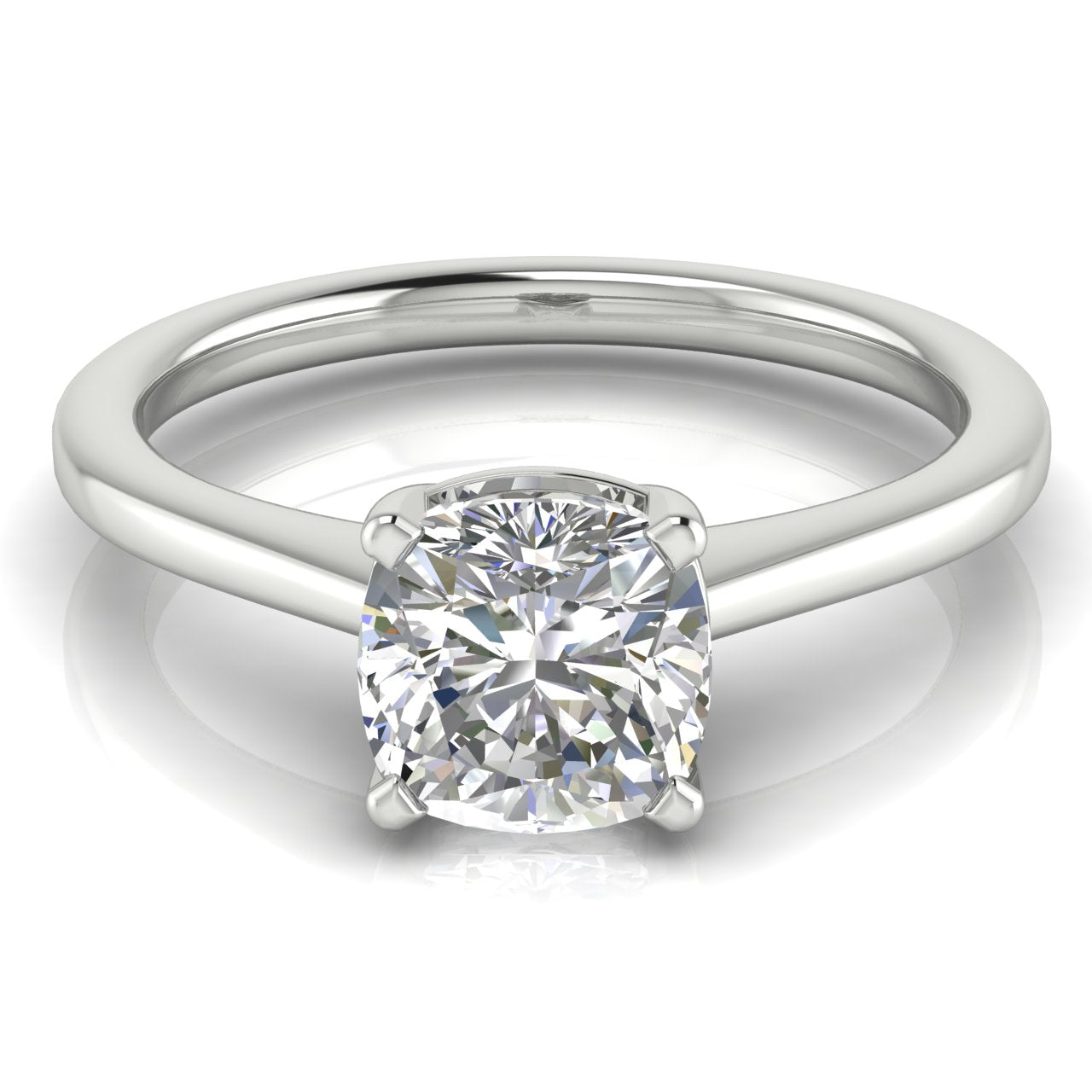 Basket Set Floating Cushion Cut Moissanite Engagement Ring