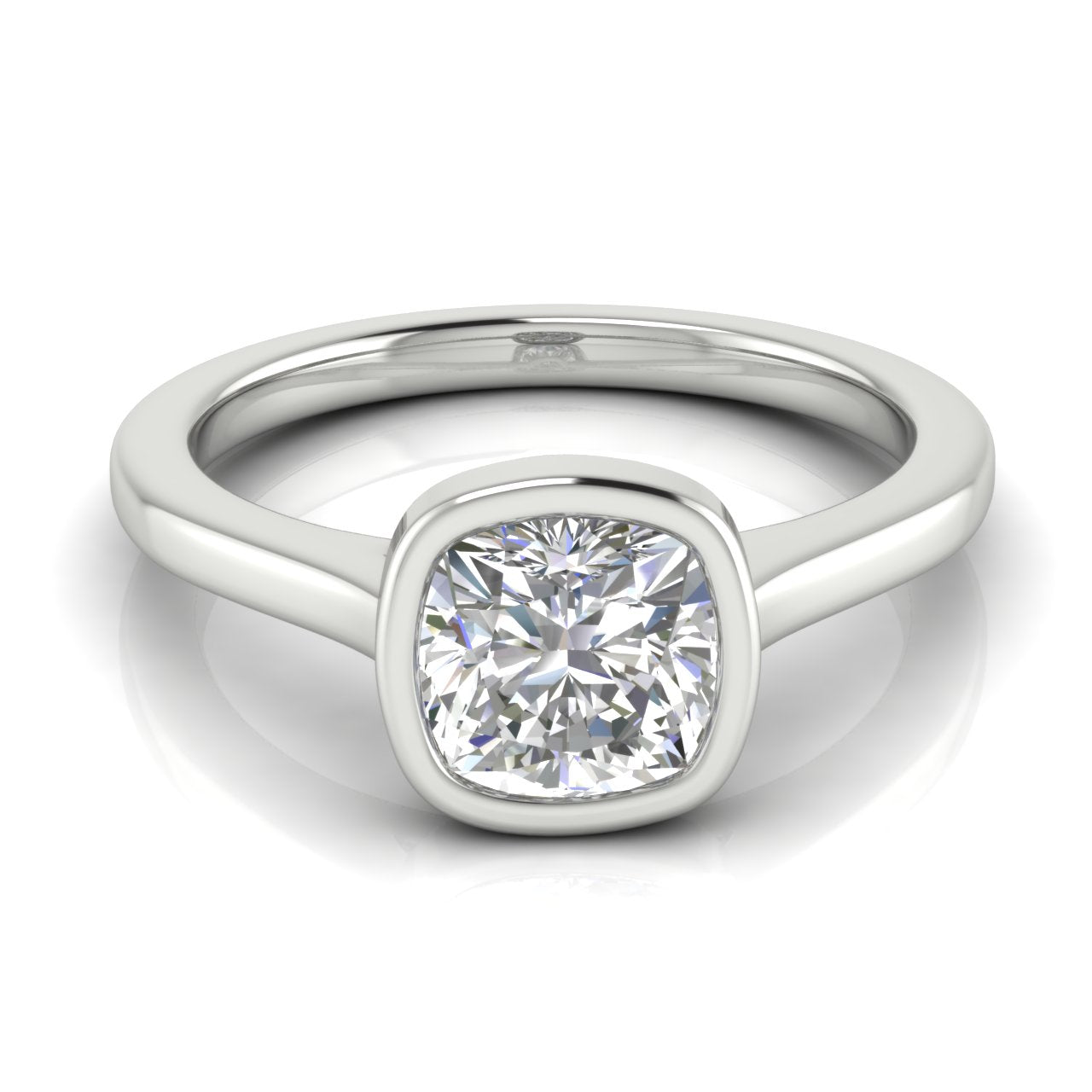 Floating Bezel Cushion Cut Lab Diamond Engagement Ring