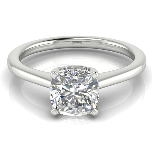 Basket Set Floating Cushion Cut Lab Diamond Engagement Ring