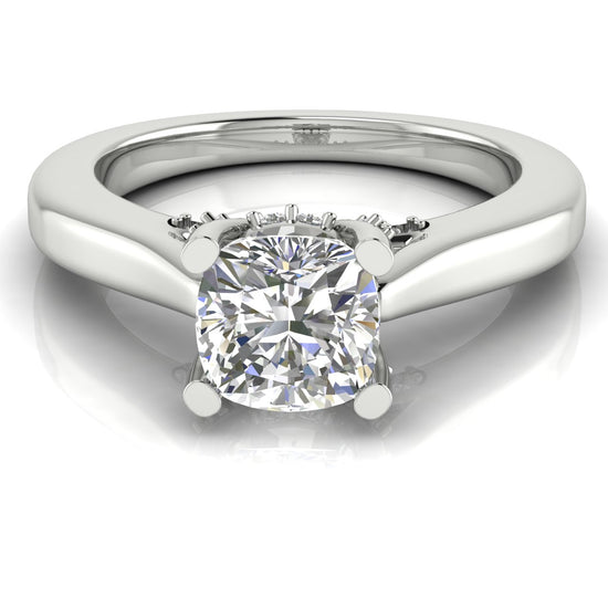 Bridge Paved Cushion Cut Moissanite Engagement Ring