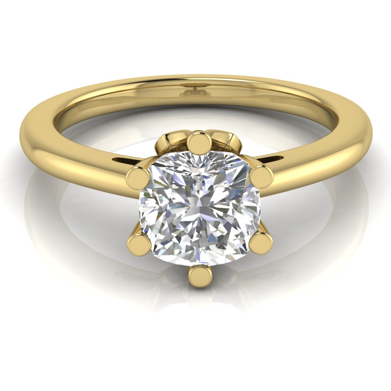 Lotus Pave Cushion Cut Lab Diamond Engagement Ring