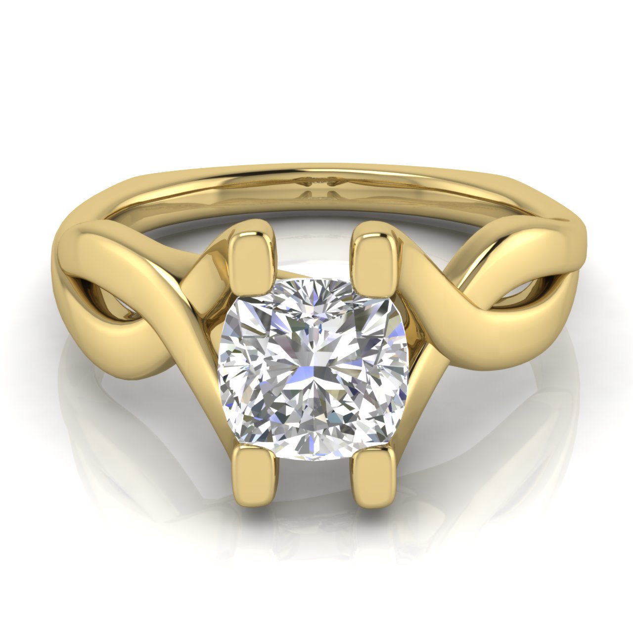 Twisted Shank Cushion Cut Lab Diamond Engagement Ring