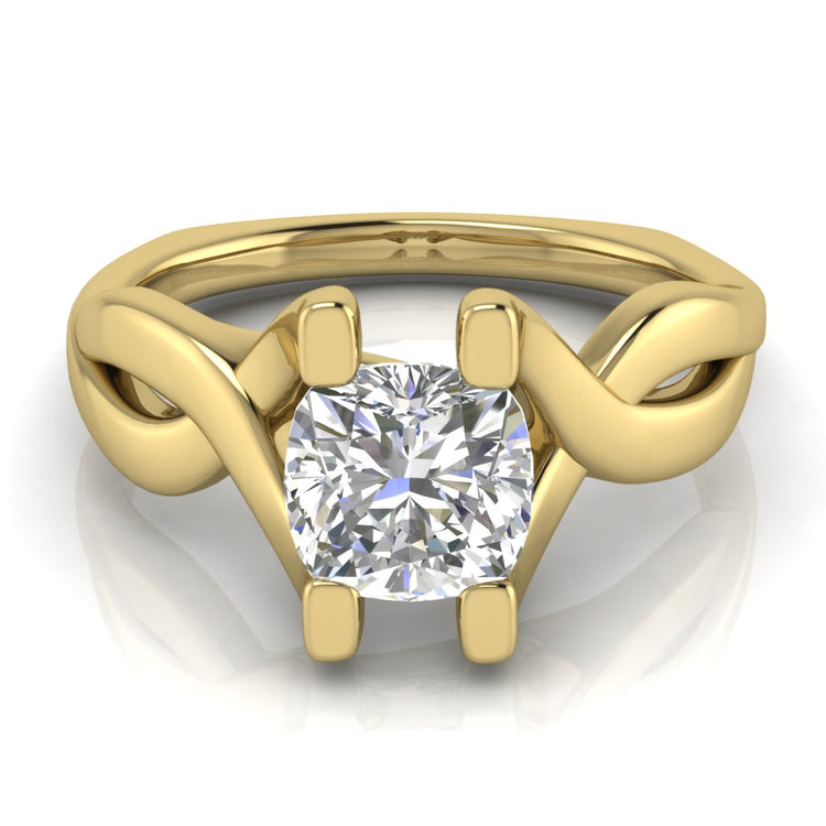 Twisted Shank Cushion Cut Lab Diamond Engagement Ring