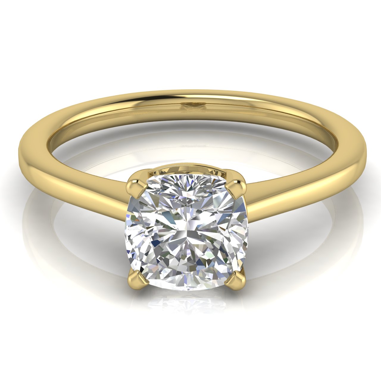 Basket Set Floating Cushion Cut Lab Diamond Engagement Ring