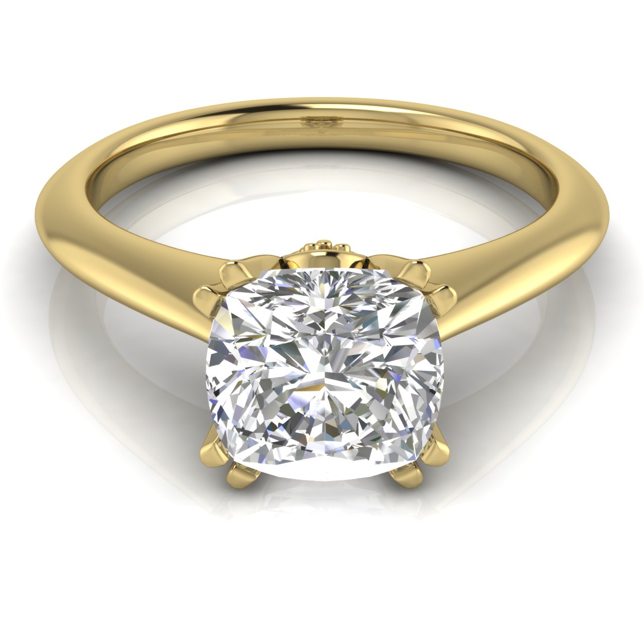 Double Prong Tulip Cushion Cut Lab Diamond Engagement Ring